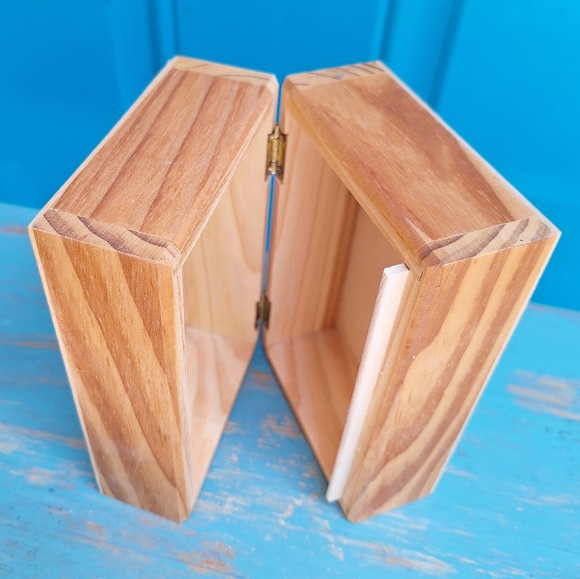 Wooden Block Box Unstained Wood Naked Natural Small Trinket Jewelry Box - Picture 15 of 16